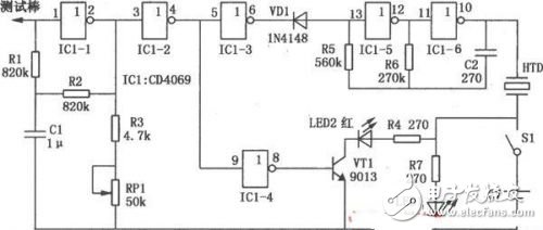 DIY感应测电笔制作电路图（CD4069）