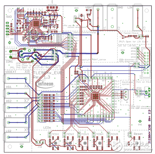 TLE9842-2QX主要特性_PCB设计图