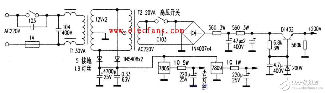 简易电子管功放电路图大全（6P3P\TDA2822\MC-275\6N5P电子管）