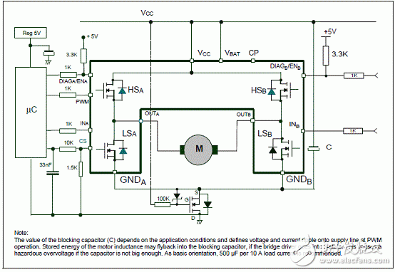 马达驱动评估板STEVAL-VNH5019A主要特性,电路图
