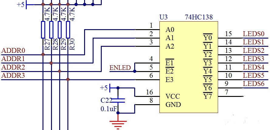 74HC138系列单片机控制LED数码管的原理图解析